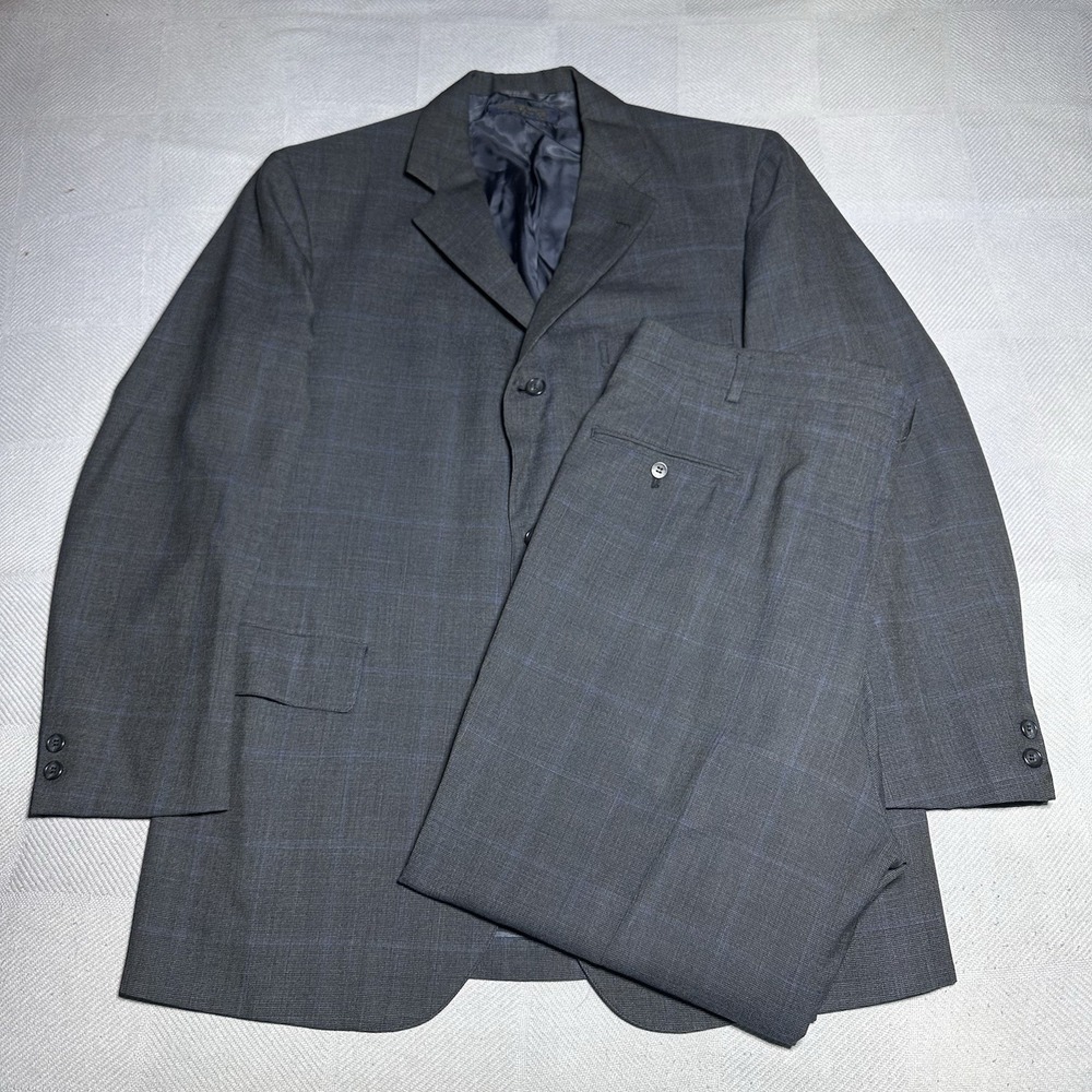 Vintage Brooks Brothers Golden‎ Fleece Windowpane Wool Suit 44L 38x28.5 USA Made